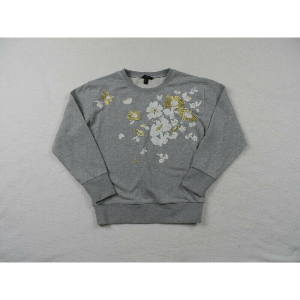J Crew Embroidered Flower Sweatshirt Sweater S
